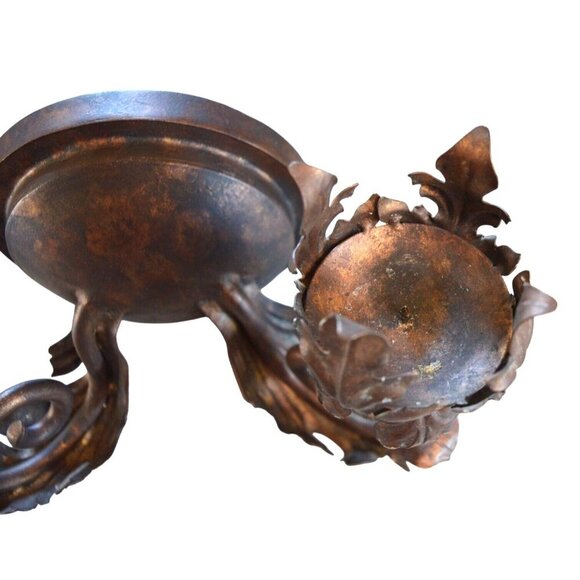 Antique Cast Iron Double Arm Wall Sconce Candle Holder Victorian Made in Mexico - Picture 7 of 11